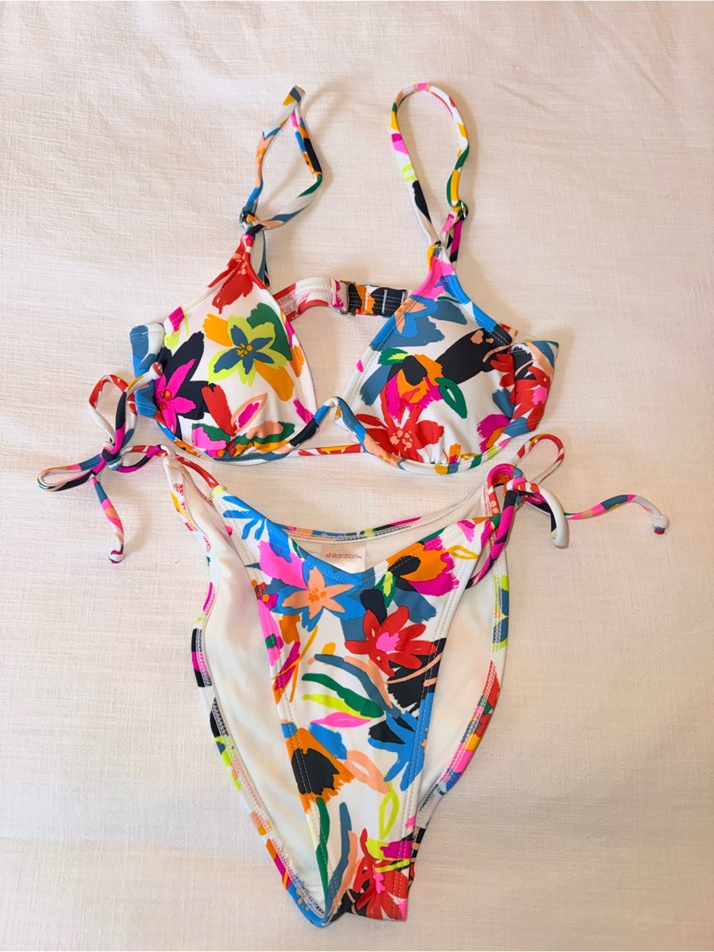Floral Tie-Side Bikini - Bright Multicolor